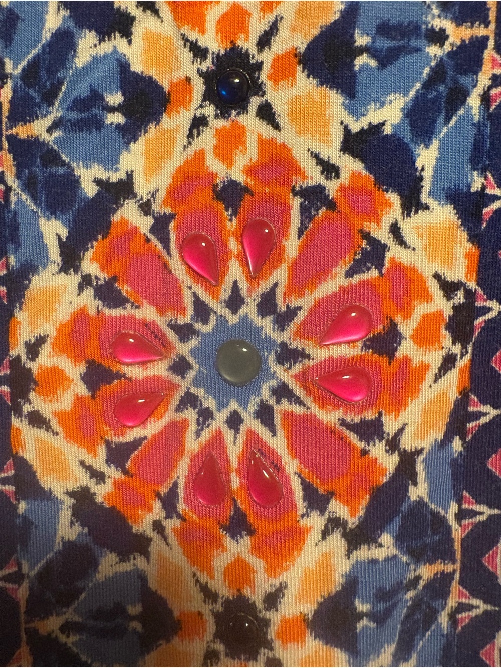 Ruby Rd. Navy Multi-Color Geometric Floral Long-Sleeve Top - Picture 4 of 4